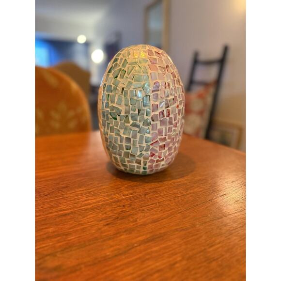 Contemporary Mosaic Egg Decorative Object – Glass Tile Home Decor Accent - Picture 4 of 10